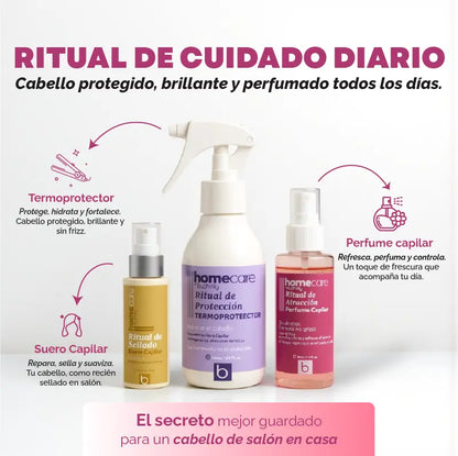 Ritual de Cuidado Diario: Termoprotector, Suero y Perfume Capilar