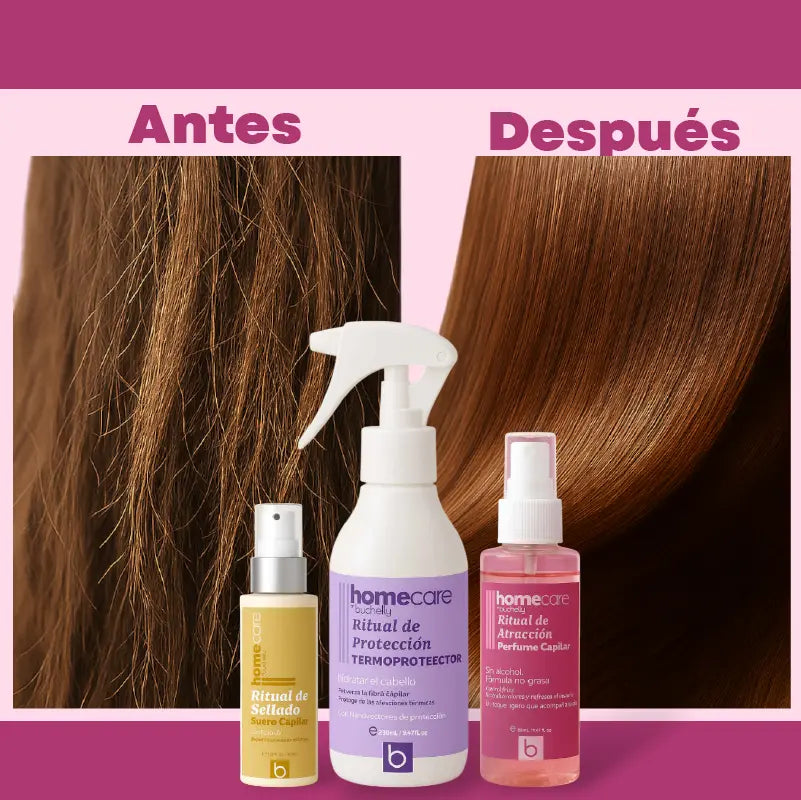 Ritual de Cuidado Diario: Termoprotector, Suero y Perfume Capilar