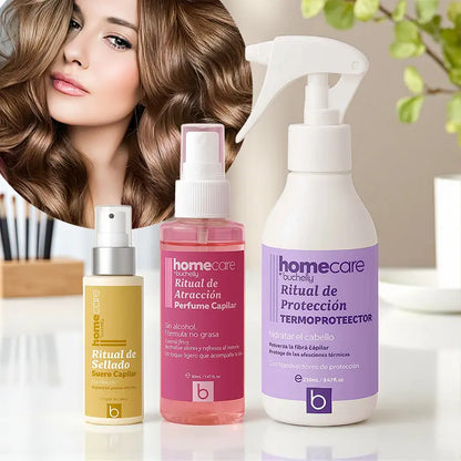 Ritual de Cuidado Diario: Termoprotector, Suero y Perfume Capilar